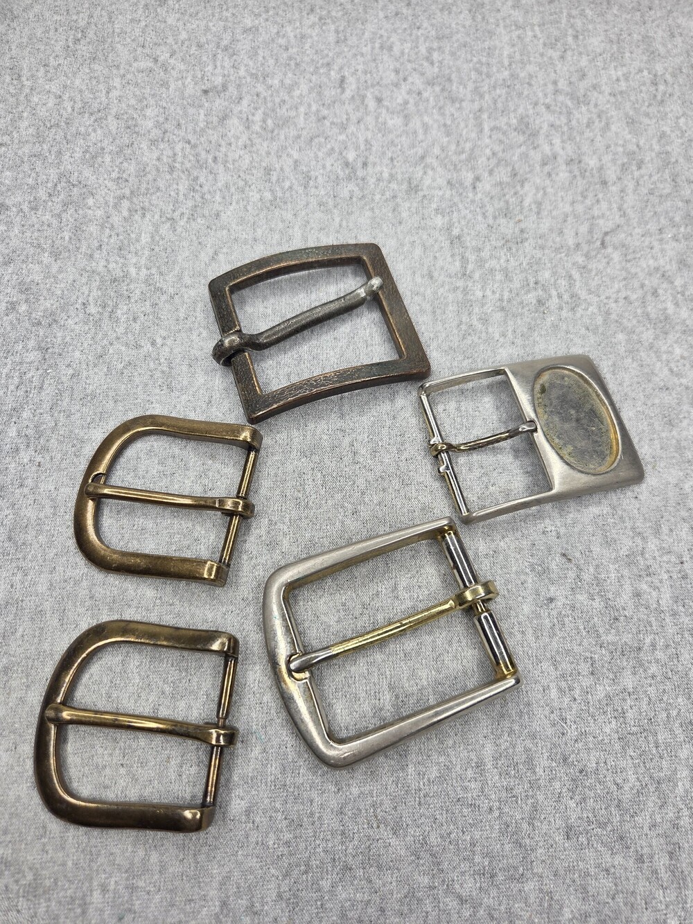 Vintage Lot of 5 Heavy Brass and Metal Belt Buckle Frames Antique Style